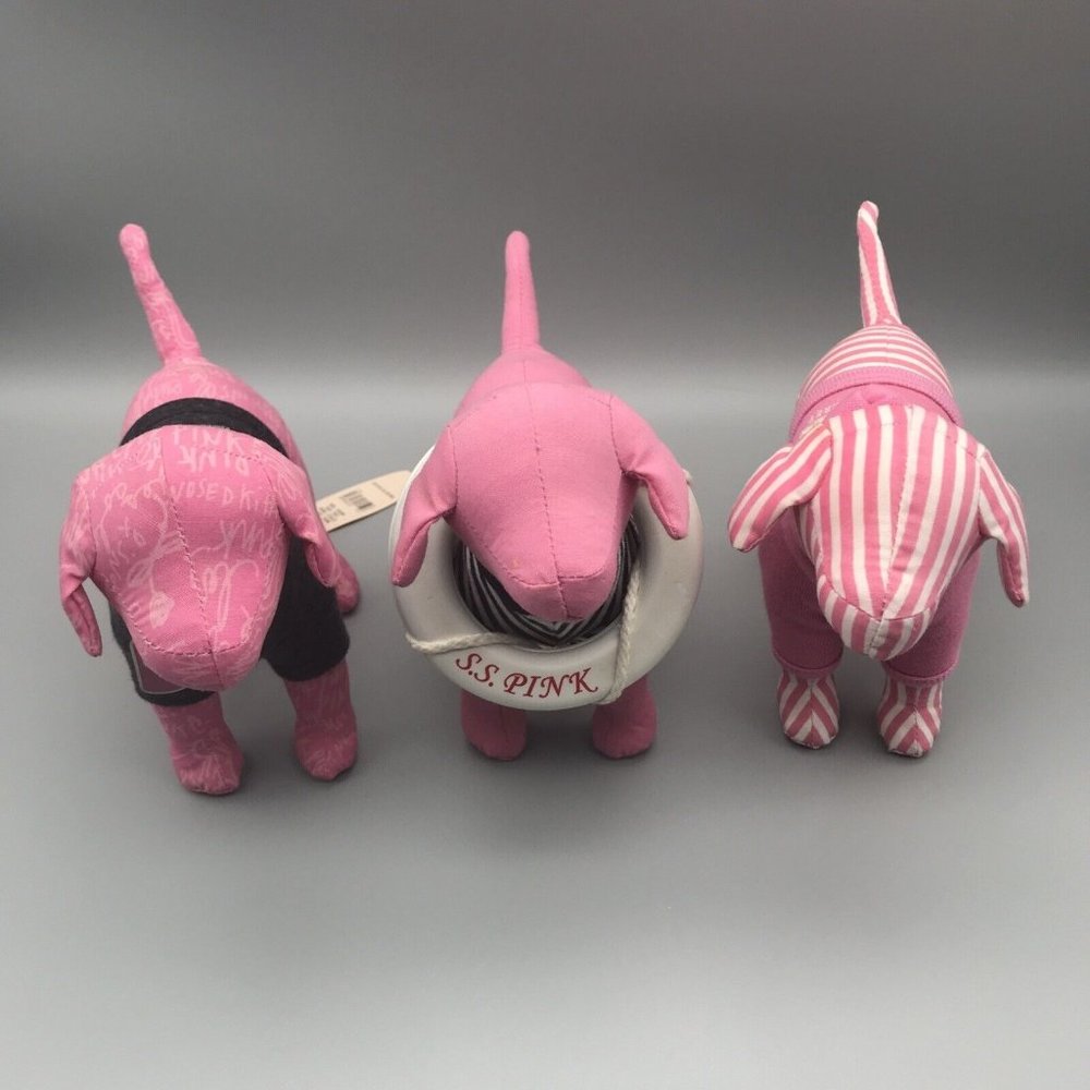 LOT Of 3 Victoria Secret Dog Rock Roll 86 Tour Pink Stripe Hoodie Life Buoy